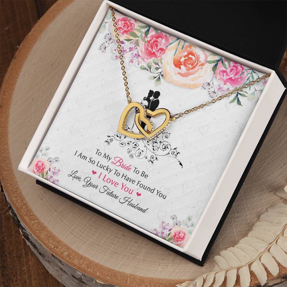 To My Bride To Be . Interlocking Hearts White Silhouette Design Interlocking Hearts Necklace