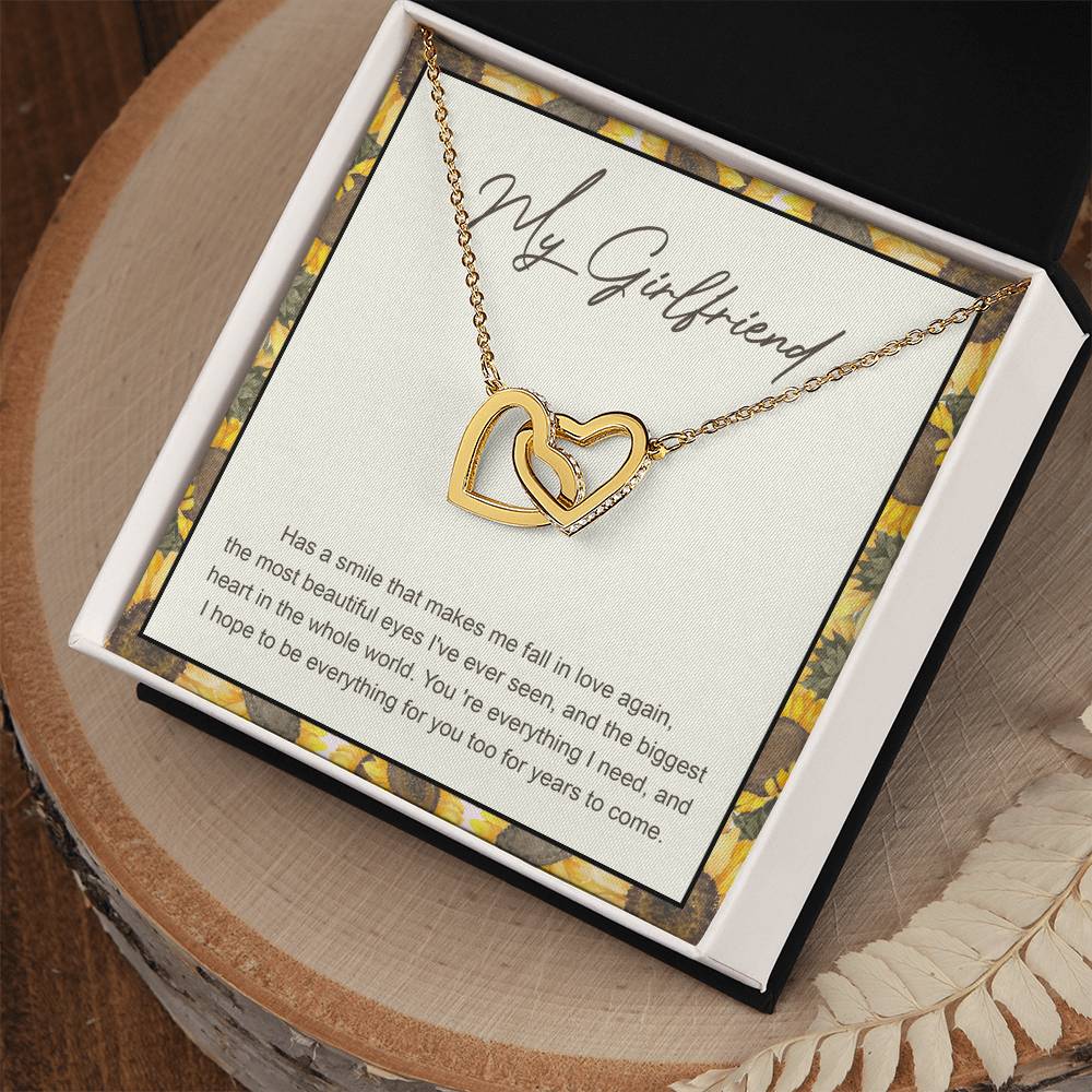 My Girlfriend Interlocking Hearts Necklace Message Card