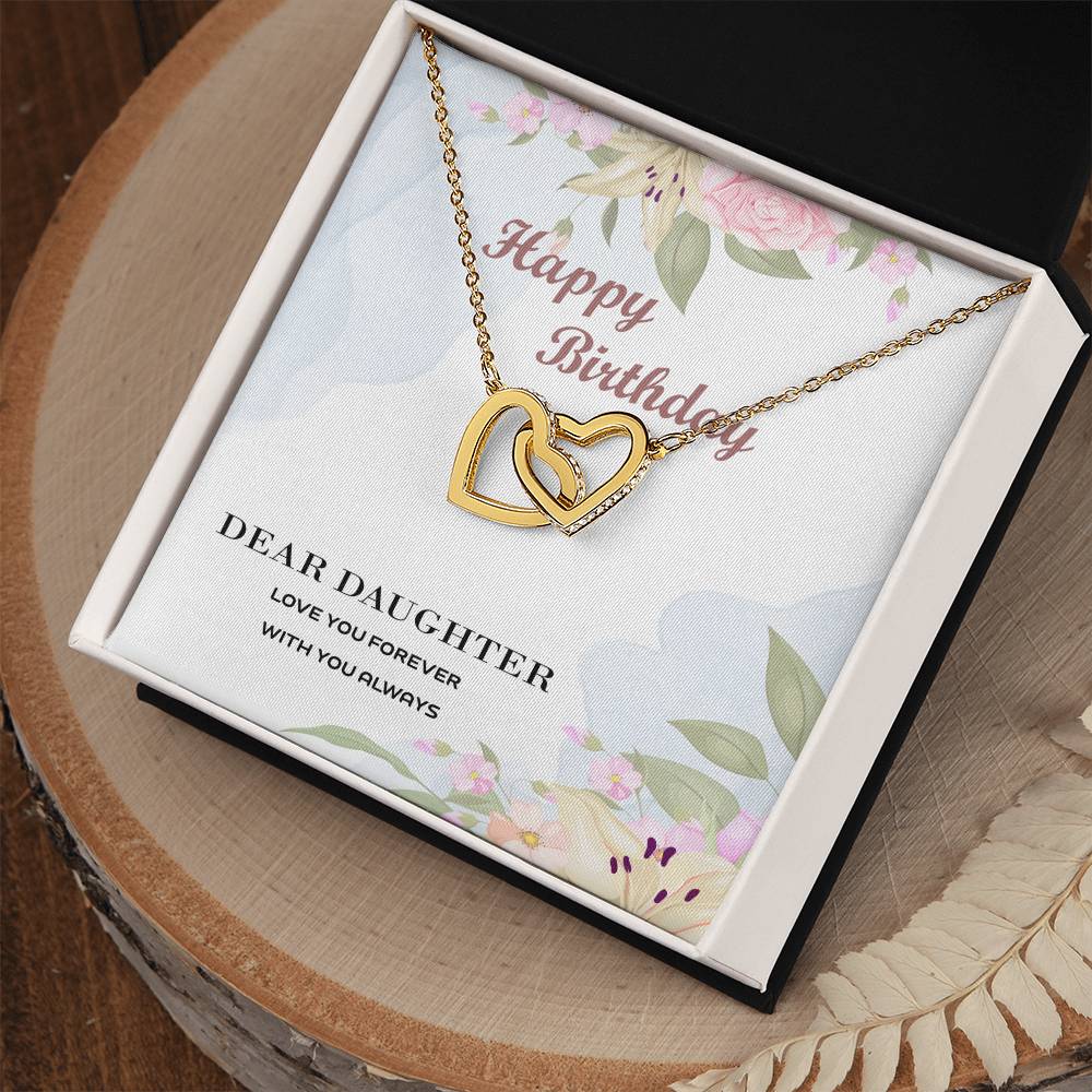 To My Daughter Necklace - I’Ll Always Love You Jewelry Gifts For Daughter Daughter Gifts From Mom And Dad For Her Birthday Interlocking Hearts Necklace