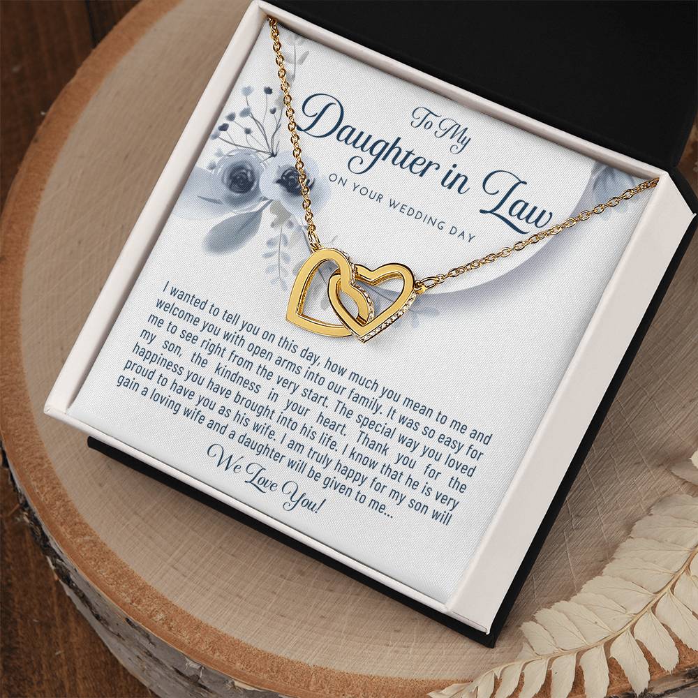 Daughter In Law Gift From Mother In Law Bride Gift From Mother Of The Groom Wedding Day Gift Bride Necklace Gift Welcome Jewelry Gift Interlocking Hearts Necklace