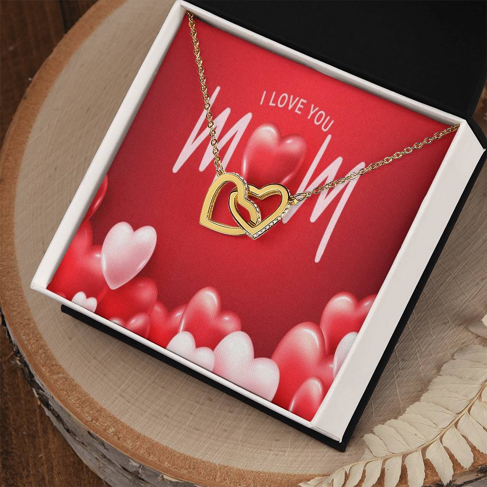 To My Lovely Mom Interlocking Hearts Necklace