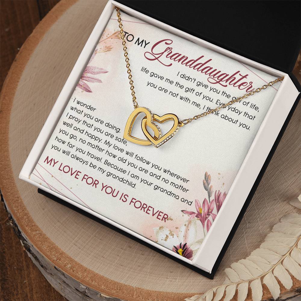 To My Granddaughter Interlocking Hearts Necklace Message Card