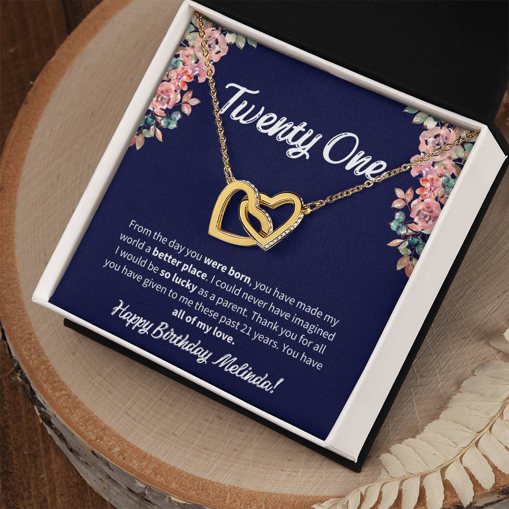 Twenty One Birthday All Of My Love Interlocked Hearts Necklace Interlocking Hearts Necklace