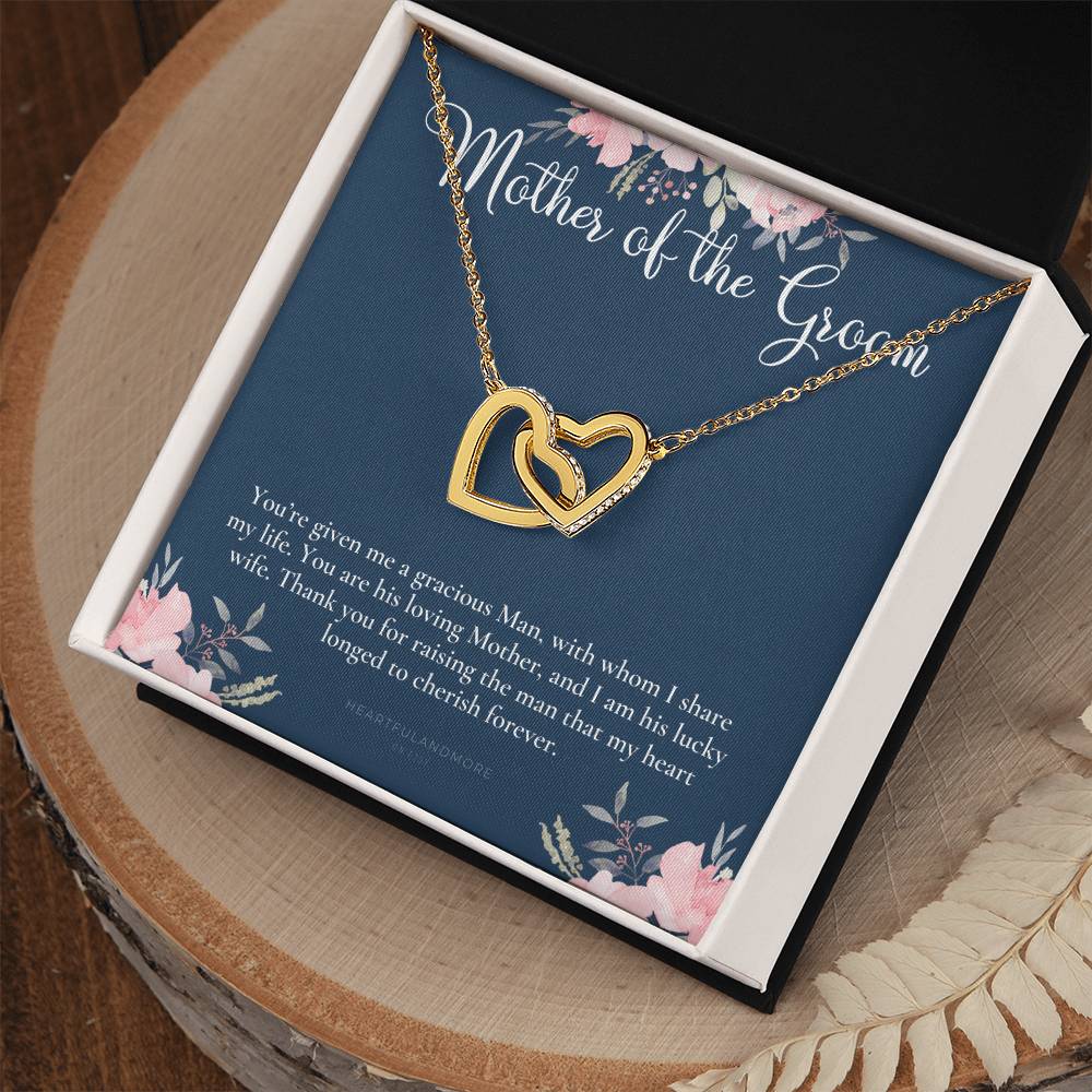 Mother Of The Groom Gift Necklace Wedding Gift Bridal Party Rehearsal Dinner Man Of My Dreams Parent Of Groom Mother In Law Gift Interlocking Hearts Necklace