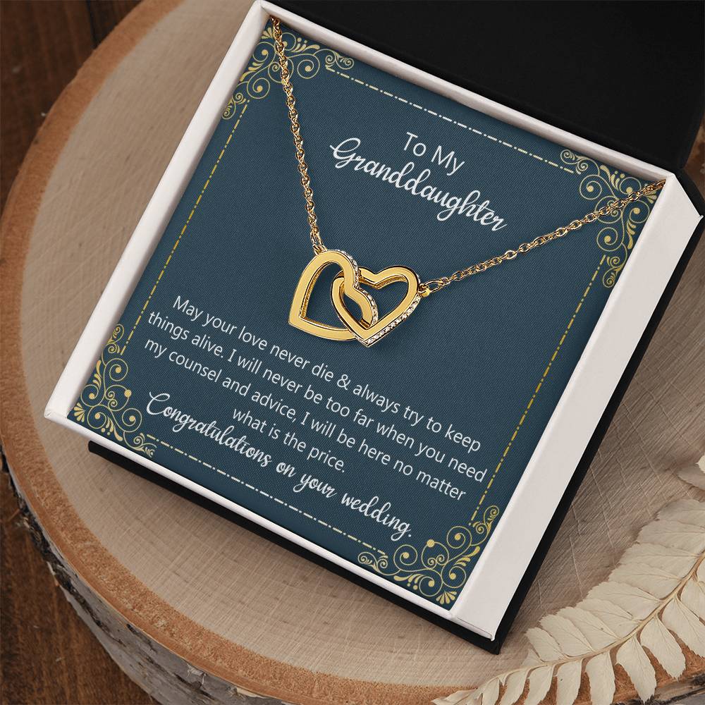 May Your Love Never Die - Granddaughter Wedding Gift Interlocking Hearts Necklace