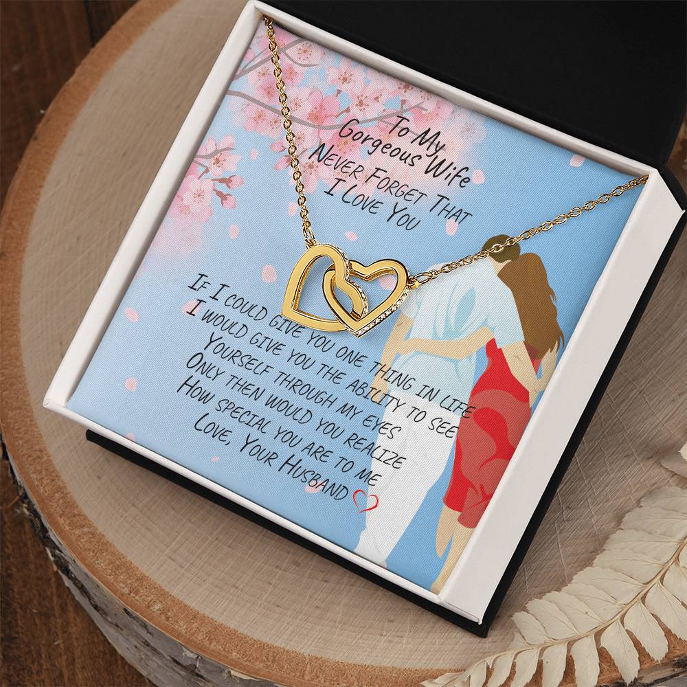 Gift For Wife - Interlocking Necklace- Never Forget That I Love You Interlocking Hearts Necklace