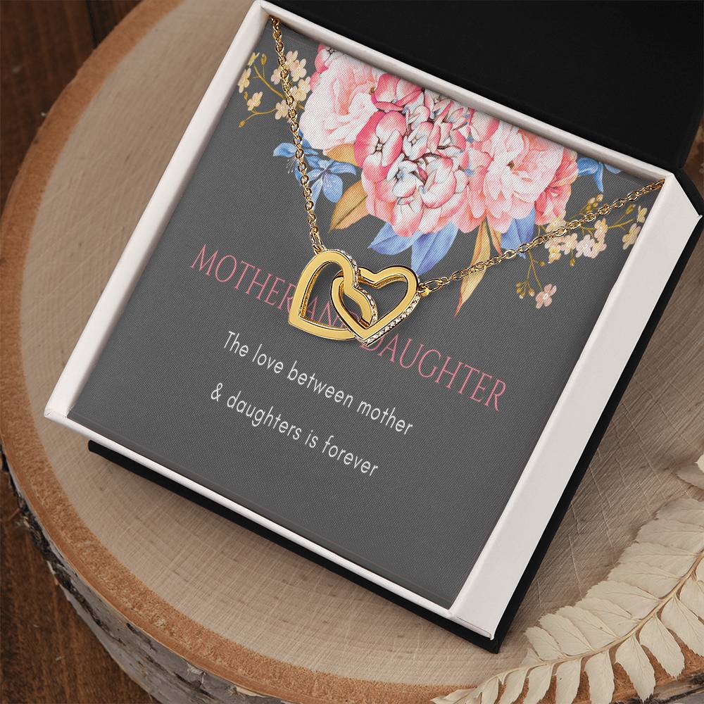 Mom 2 Daughters Necklace Mothers Day Jewelry Gift Interlocking Hearts Necklace