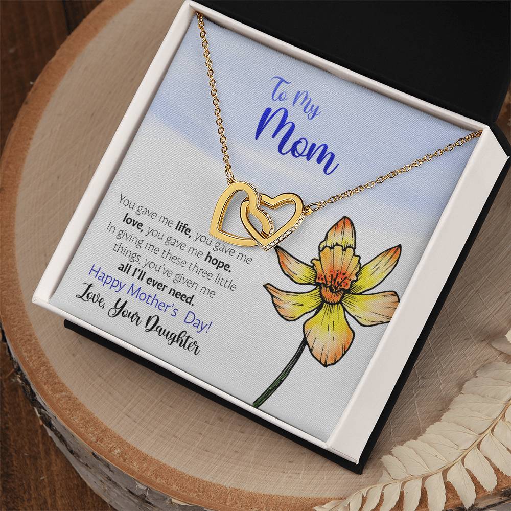 Mother'S Day From Daughter - You Gave Me Hope - Interlocking Hearts Necklace