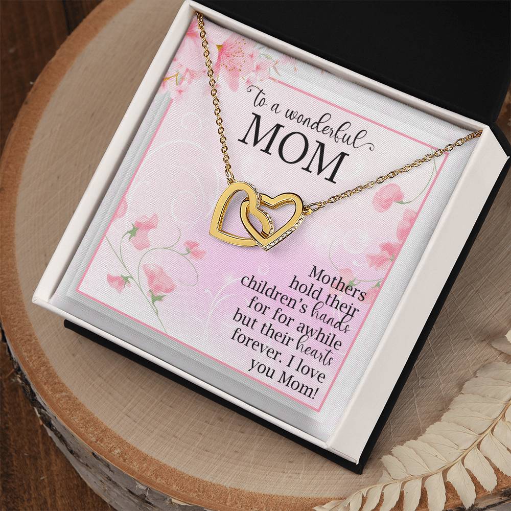 Interlocking Hearts Necklace For Mom Mothers Hold