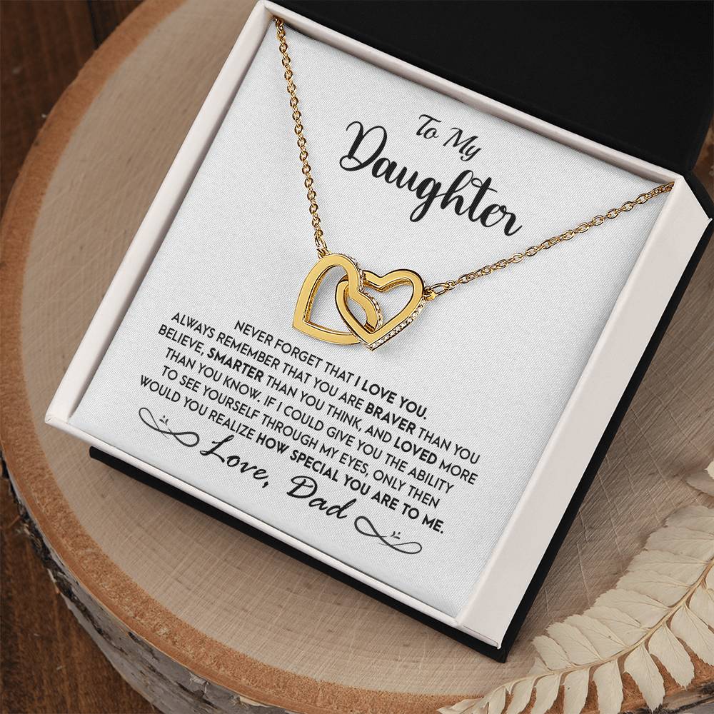 To My Daughter - Never Forget That I Love You - Interlocking Hears Necklace Interlocking Hearts Necklace