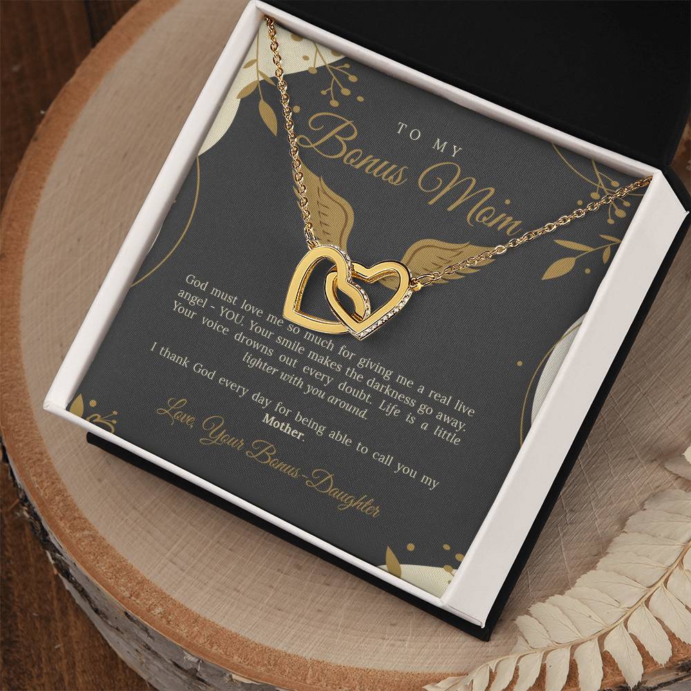 To My Bonus Mom Interlocking Hearts Necklace