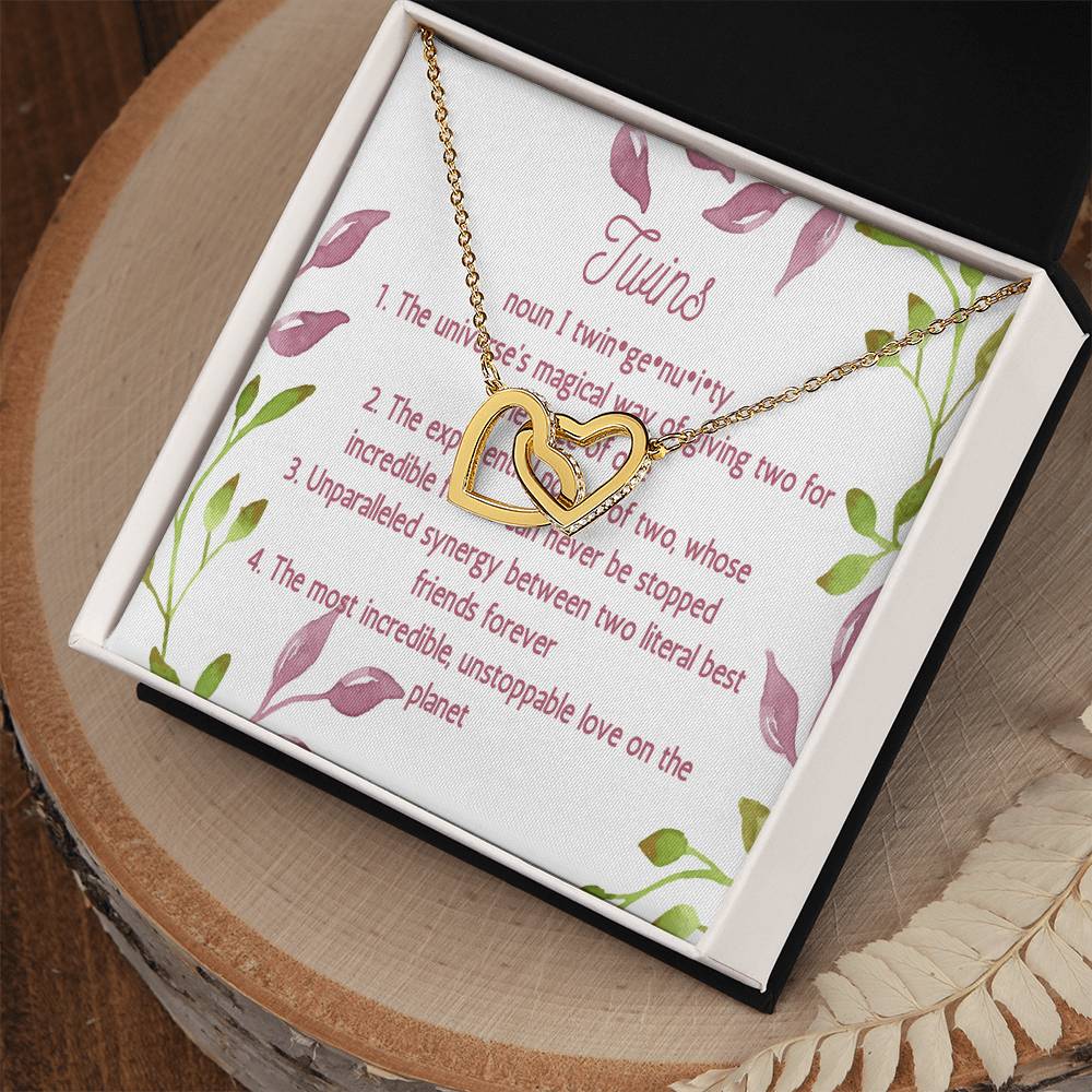 Twin Sister Gift Necklace Twin Birthday Gifts Twin Jewelry Twin Sisters Twin Girl Presents Presents For Twins Interlocking Hearts Necklace