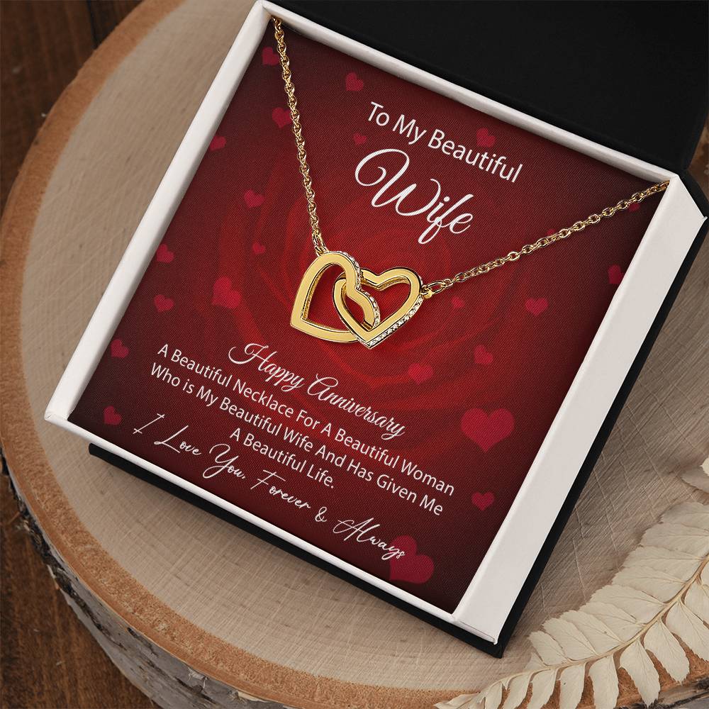 Anniversary Gift For Wife Interlocking Hearts Necklace