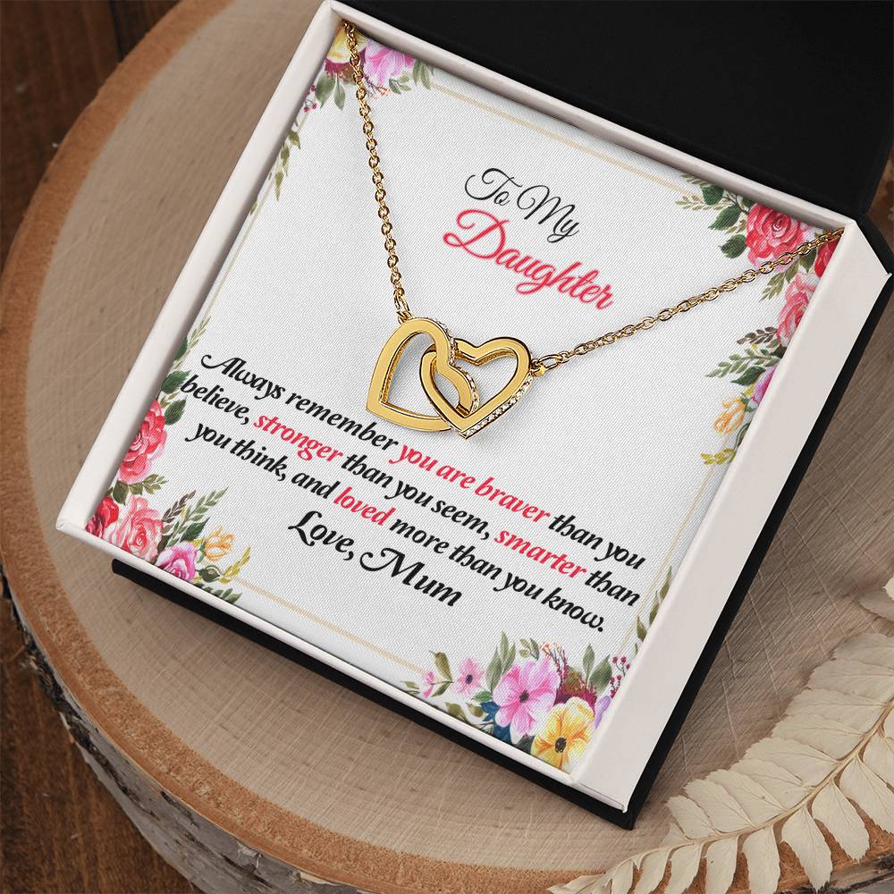 To My Daughter Joined Hearts Pendant Necklace From Mum Interlocking Hearts Necklace
