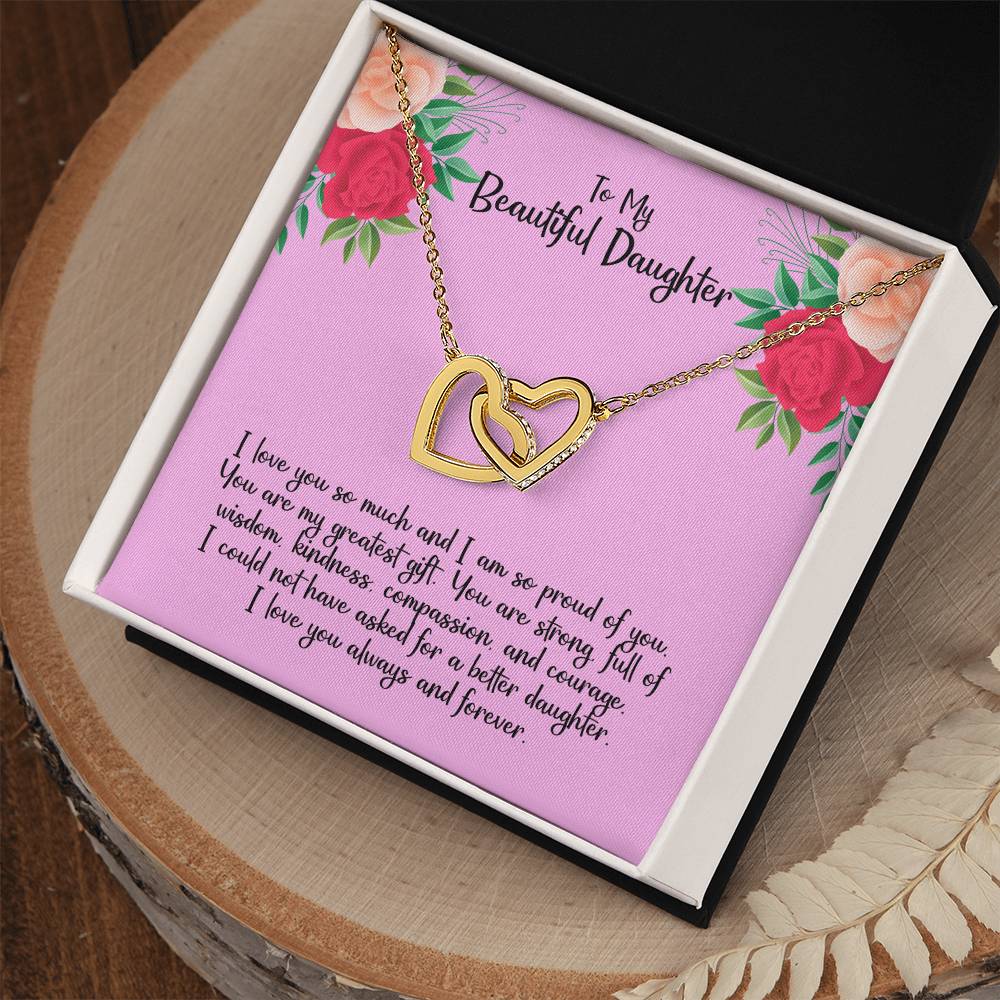 To My Beautiful Daughter - Interlocking Heart Necklace Interlocking Hearts Necklace