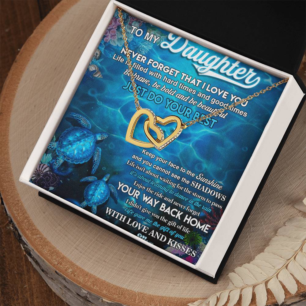 To My Daughter From Mom Interlocking Hearts Necklace Message Card
