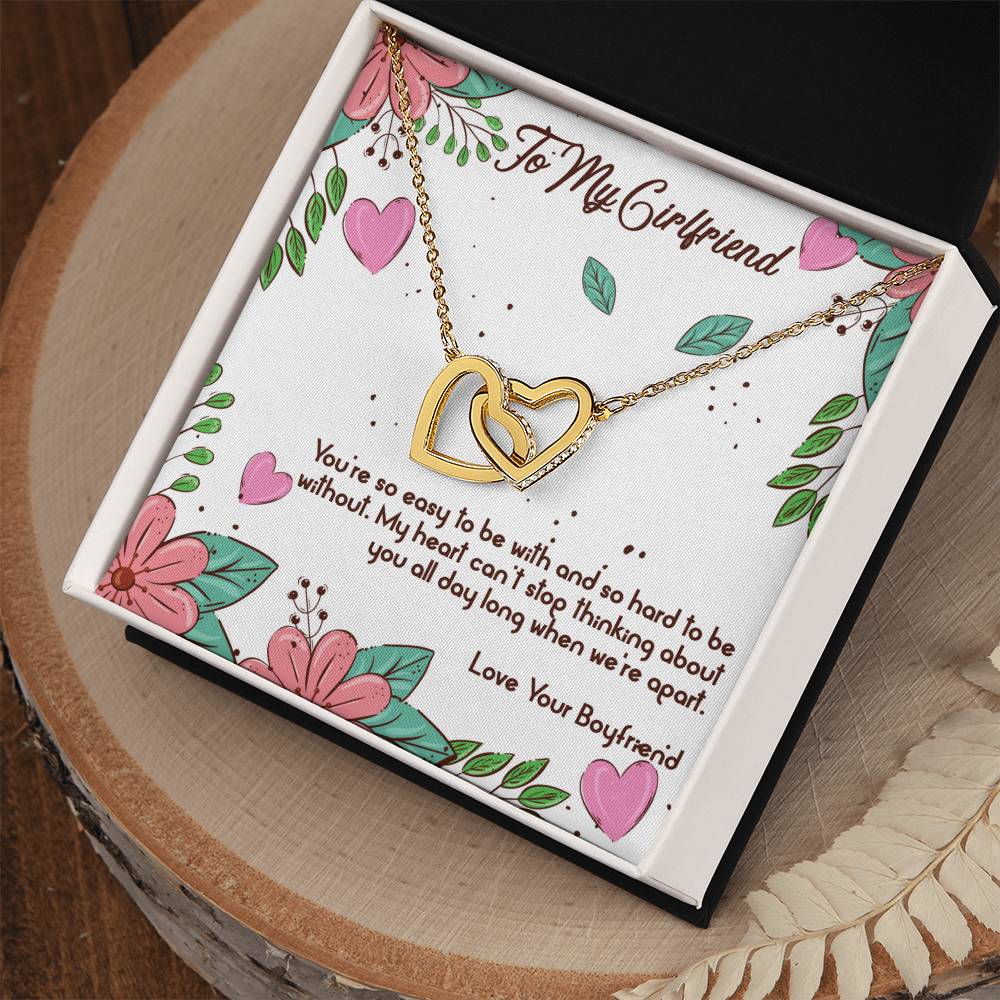To My Girlfriend - When We'Re Apart Interlocking Hearts Necklace