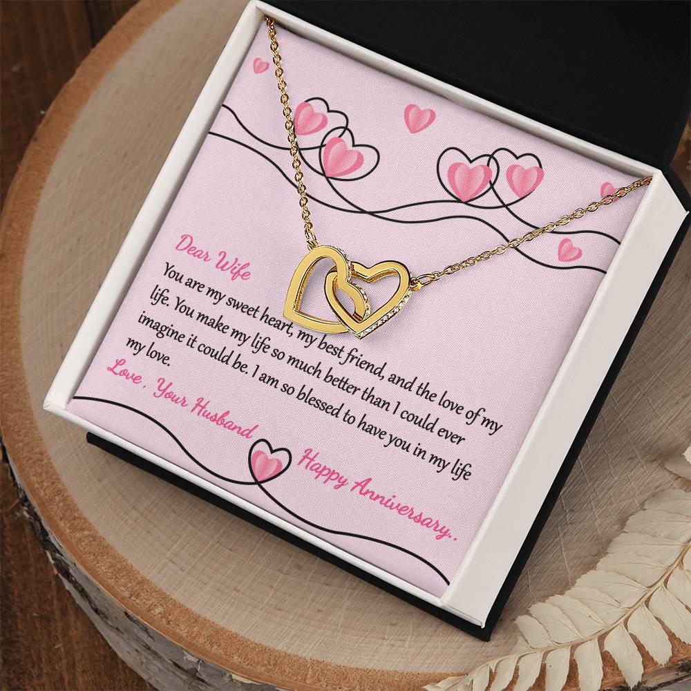 Anniversary Gift For Lovely Wife Interlocking Hearts Necklace