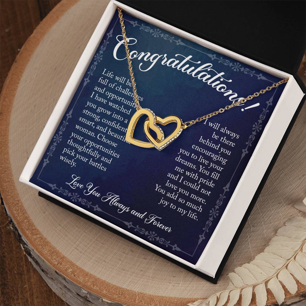 Congratulations! Gift For Graduation - Linked Hearts Necklace Interlocking Hearts Necklace