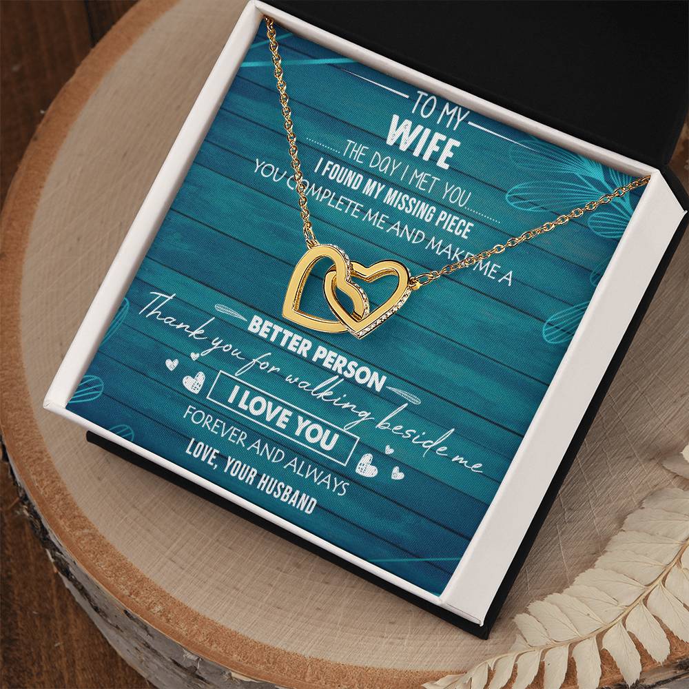 To My Wife Interlocking Hearts Necklace Message Card