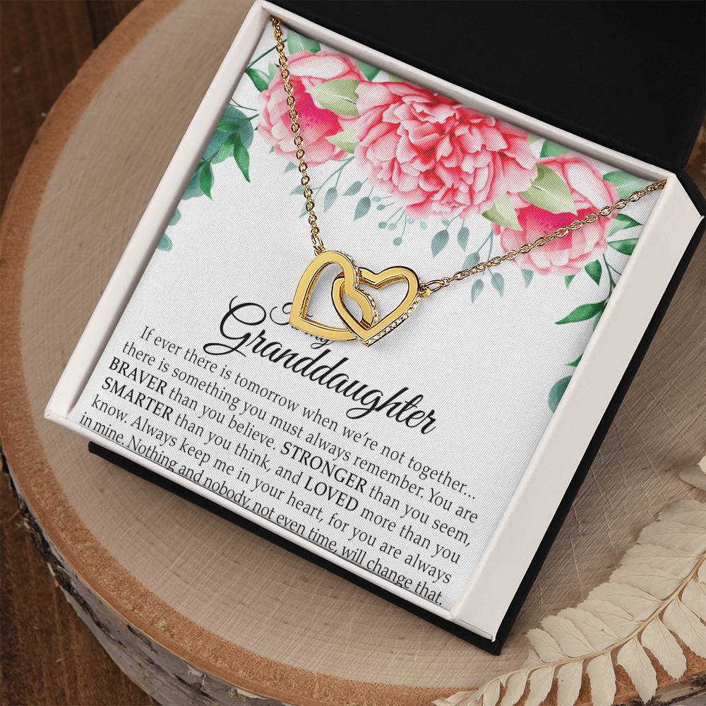 To Granddaughter - Double Heart Necklace - Interlocking Hearts Necklace