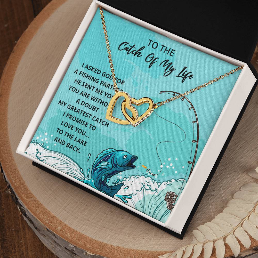 Wife Gift Wife Necklace Infinity Fishing Theme Anniversary Gift For Wife Catch Of My Life Interlocking Hearts Necklace