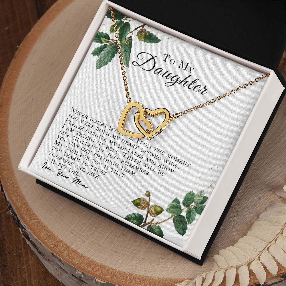 I Will Love You Forever Daughter Gift From Mom. Interlocking Hearts Necklace