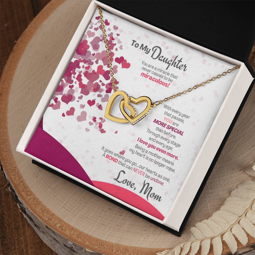 A Bond That Can Never Be Undone - Interlocking Hearts Necklace Gift For Daughter From Mom