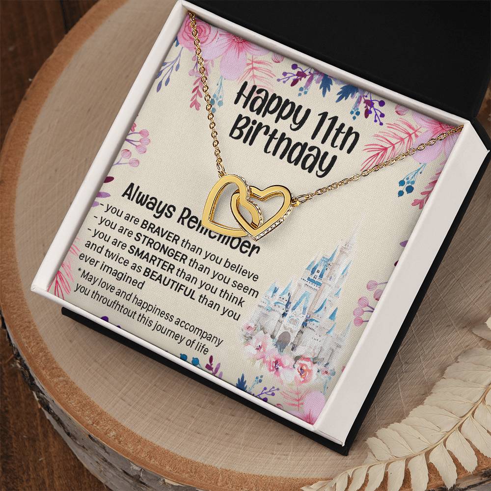 Happy 11Th Birthday Gift For Daughter Gift For 11 Years Old Birthday Teen Girl Daughter Necklace Gift Interlocking Hearts Necklace