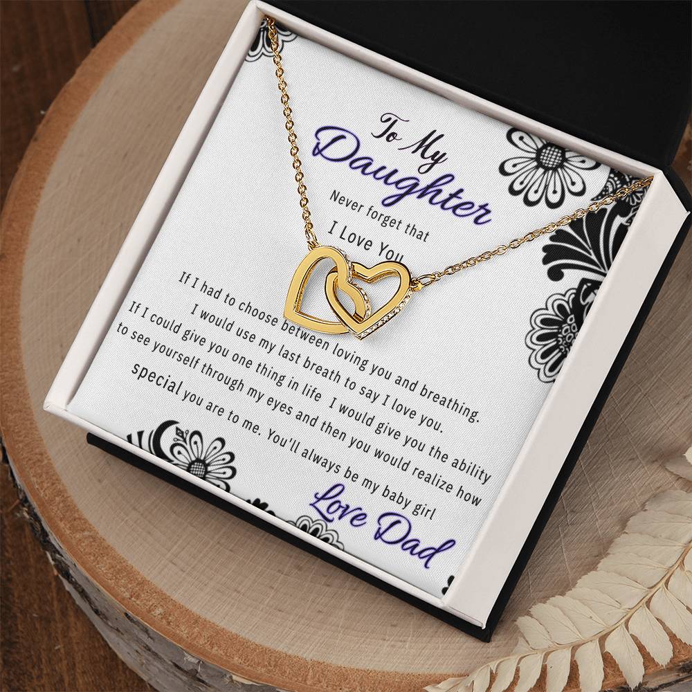 Saleto My Daughter Never Forget I Love You Necklace Interlocking Hearts Necklace