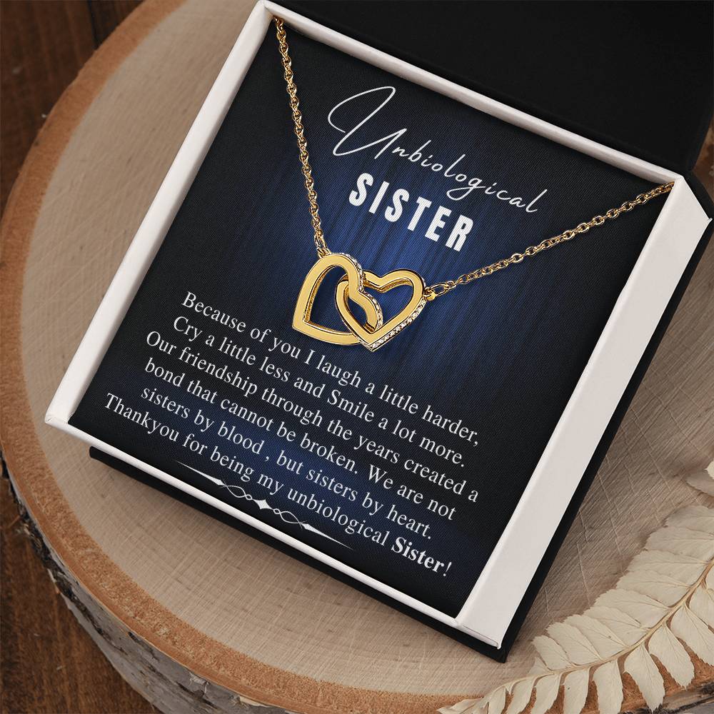 Unbiological Sister Necklace Soul Sister Sorority Sister Sister In Law Necklace Step Sister Gift Jewelry Tray Sister Necklace Interlocking Hearts Necklace