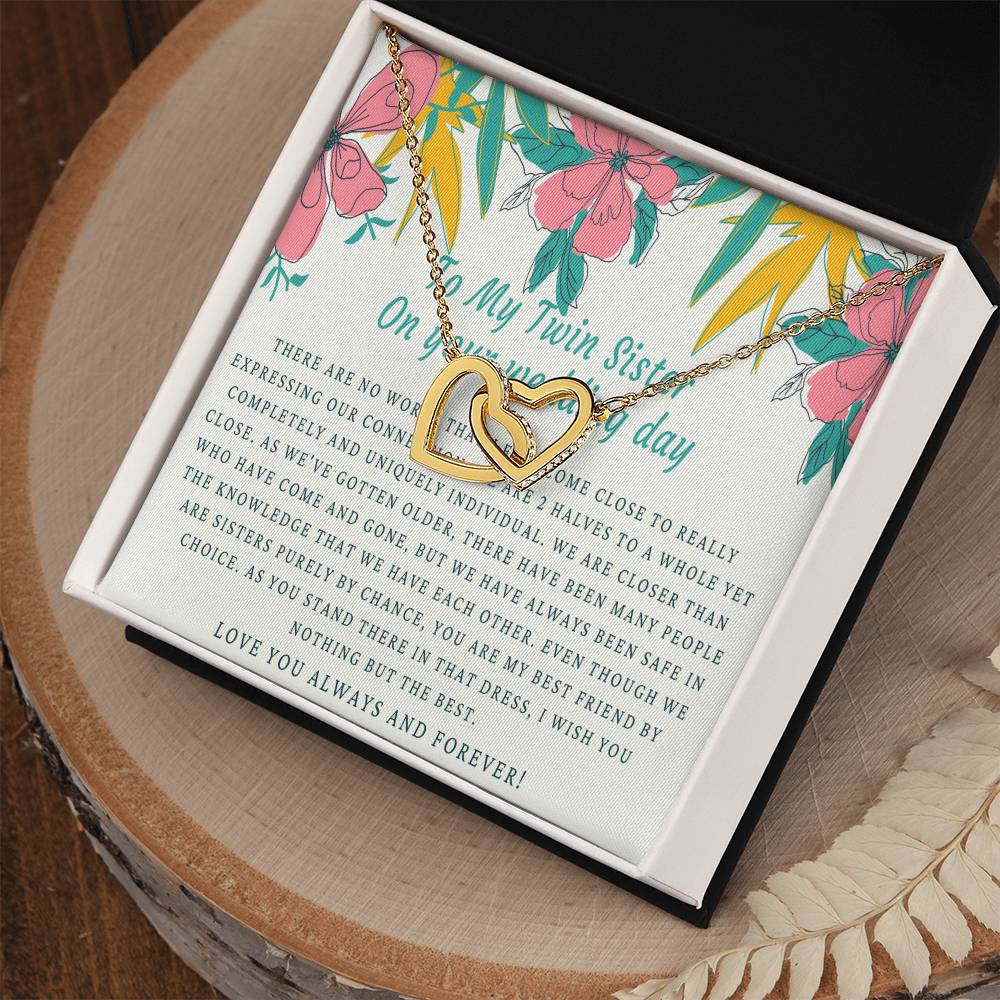 Bride Gift From Sister Sister Wedding Gift From Twin Sister Sister Wedding Necklace Wedding Day Gift For Bride From Sister Interlocking Hearts Necklace