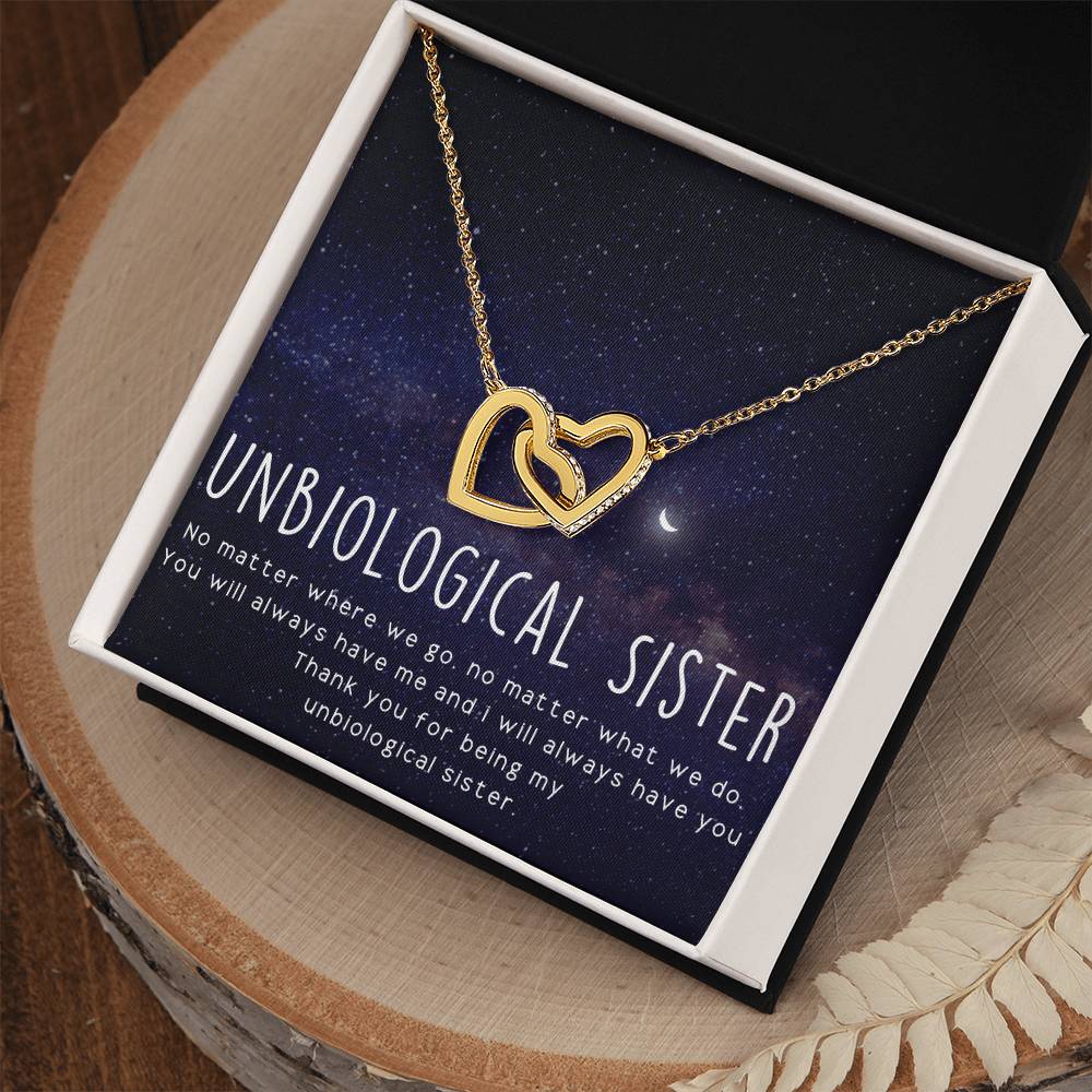Unbiological Sister Necklace Soul Sister Sorority Sister Sister In Law Necklace Interlocking Hearts Necklace