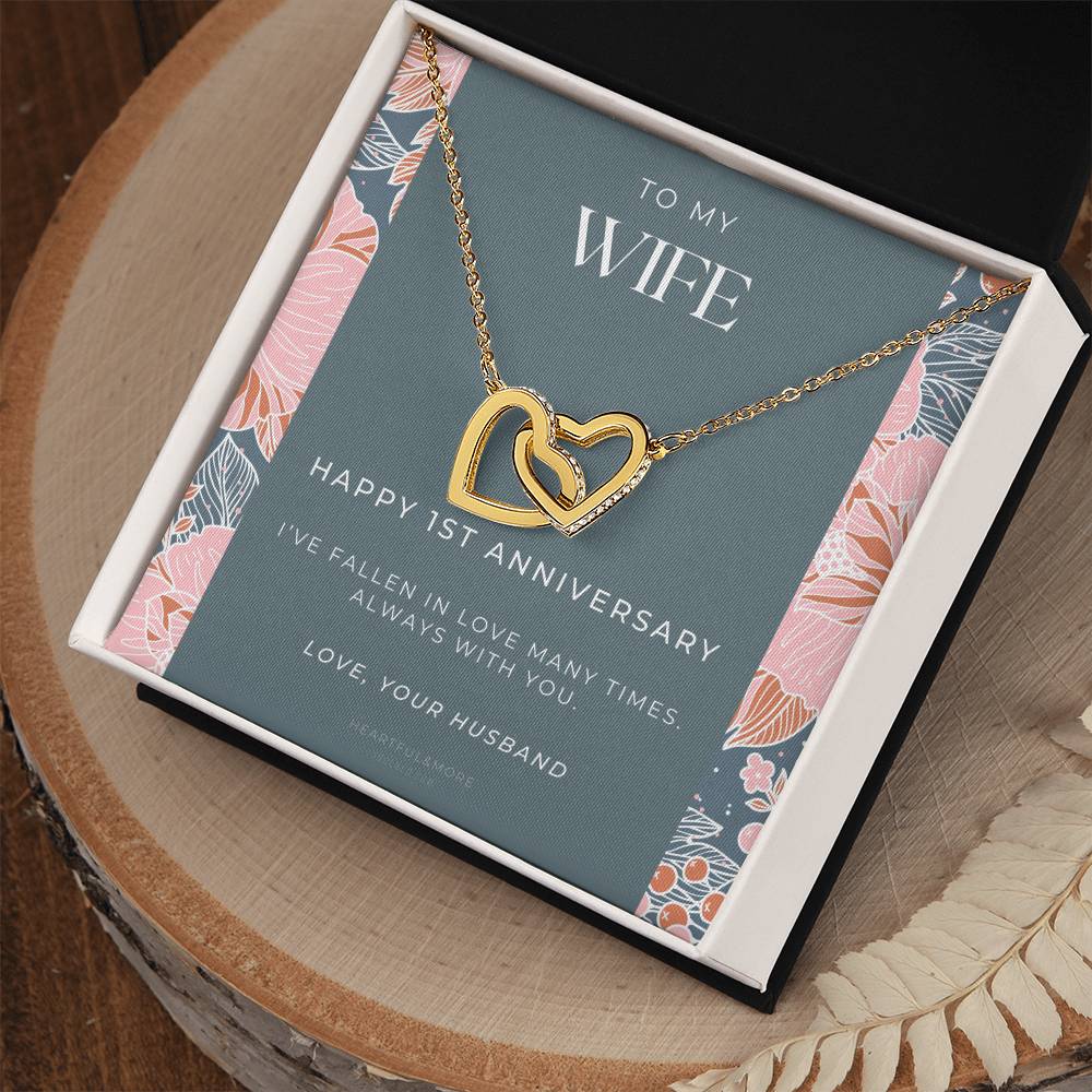 1 Year Anniversary Gift For Wife 1 Year Anniversary Gifts 1 Year Wedding Anniversary Gift Ideas 1St Wedding Anniversary Gift For Her Interlocking Hearts Necklace