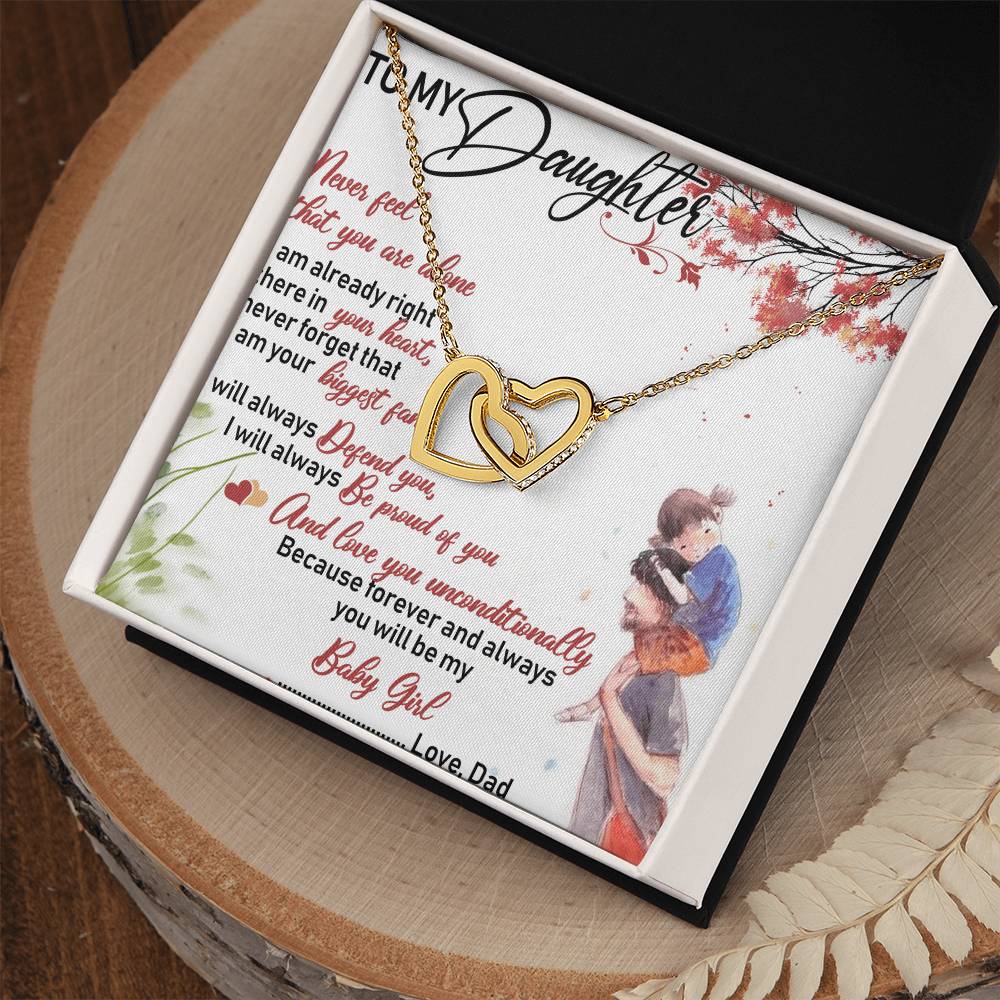To My Daughter Interlocking Hearts Necklace Message Card