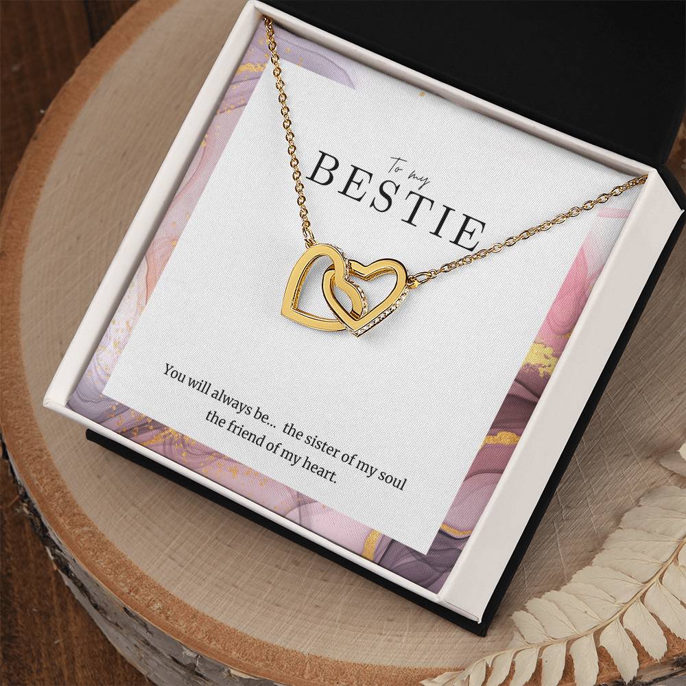 To My Bestie Interlocked Heart Necklace Interlocking Hearts Necklace