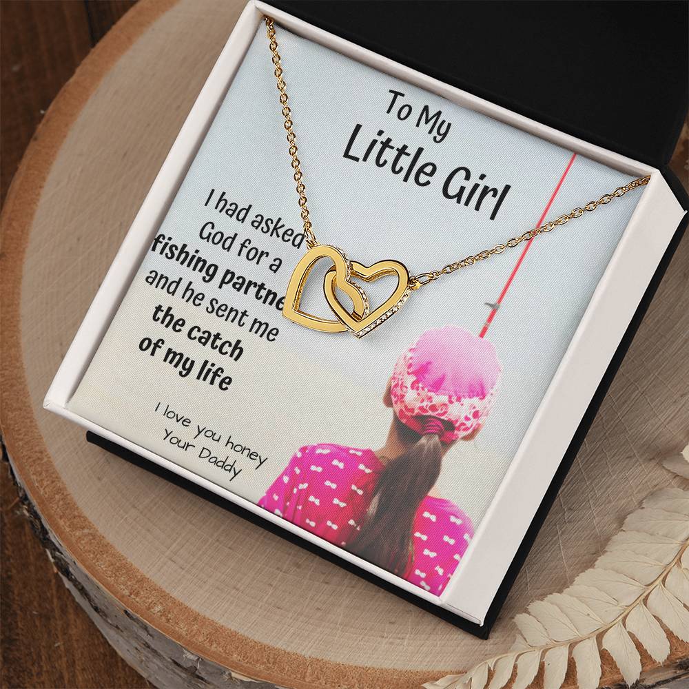 To My Little Girl Interlocking Heart Necklace With Message Card Interlocking Hearts Necklace