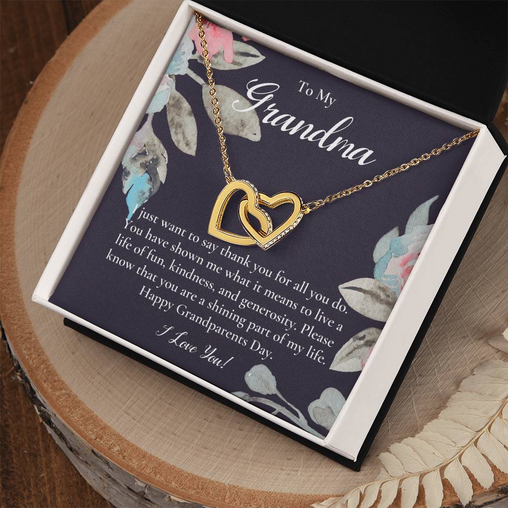 Gift For Grandma Necklace Grandmother Birthday Gift From Granddaughtergrandson To My Grandma Necklace Gift Grandmother Gift Grandparents Day Gift Interlocking Hearts Necklace