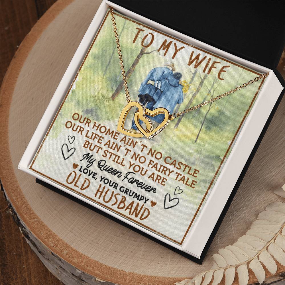 To My Wife - My Queen Forever Interlocking Hearts Necklace