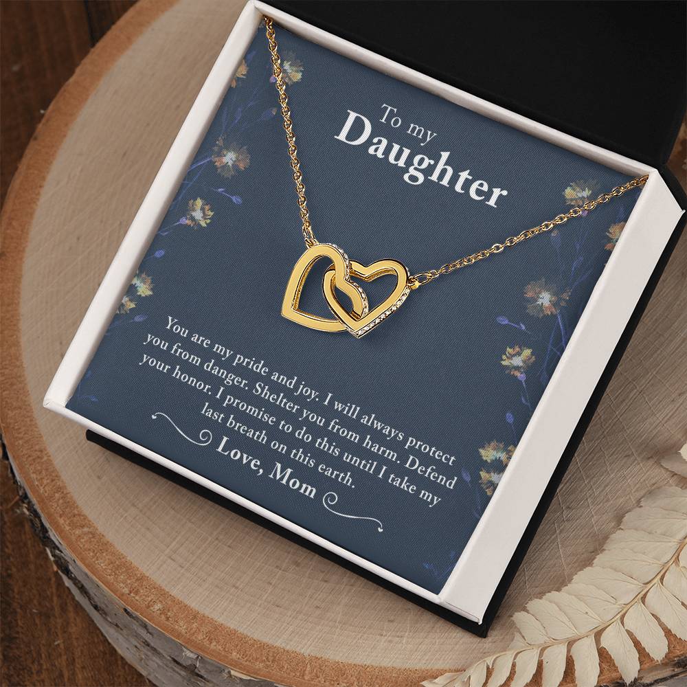 To My Daughter Interlocking Hearts Necklace Message Card