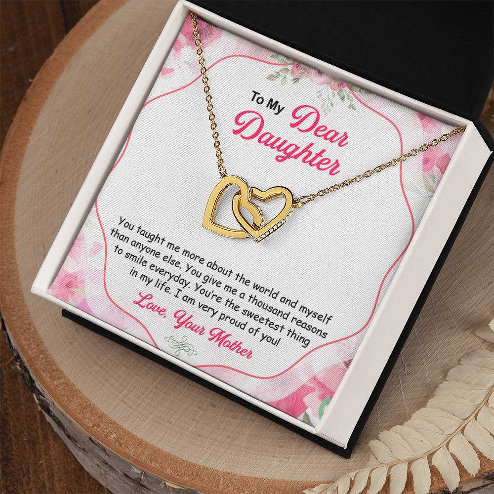 To My Dear Daughter Gift From Mother Interlocking Hearts Necklace