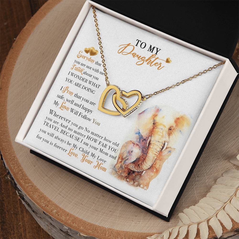 To My Daughter Necklace From Elephant Dad Interlocking Hearts Necklace