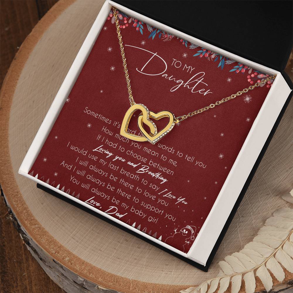 To My Daughter Interlocking Hearts Necklace Message Card