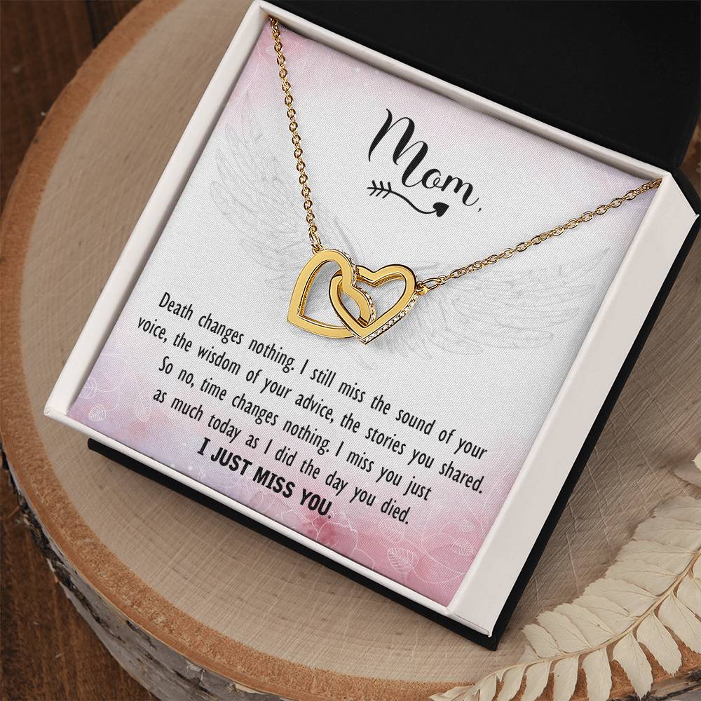 Mom - I Just Miss You - Interlocking Heart Necklace Interlocking Hearts Necklace