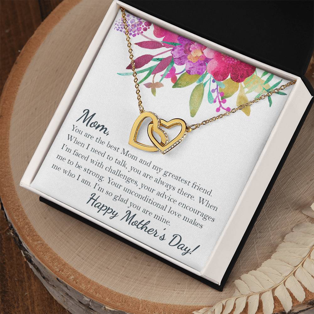 Happy Mother'S Day - To The Best Mom Interlocking Hearts Necklace