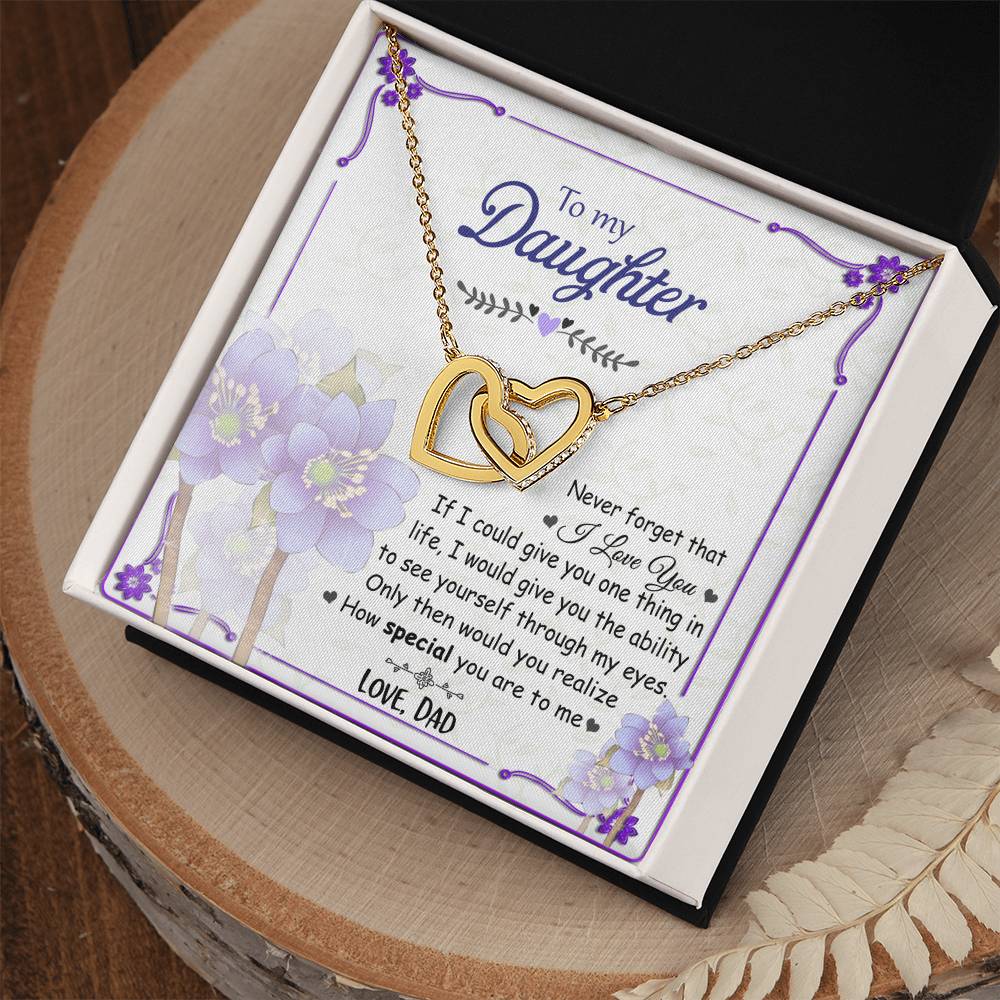 To My Daughter - Never Forget - Interlocked Hearts Necklace Interlocking Hearts Necklace