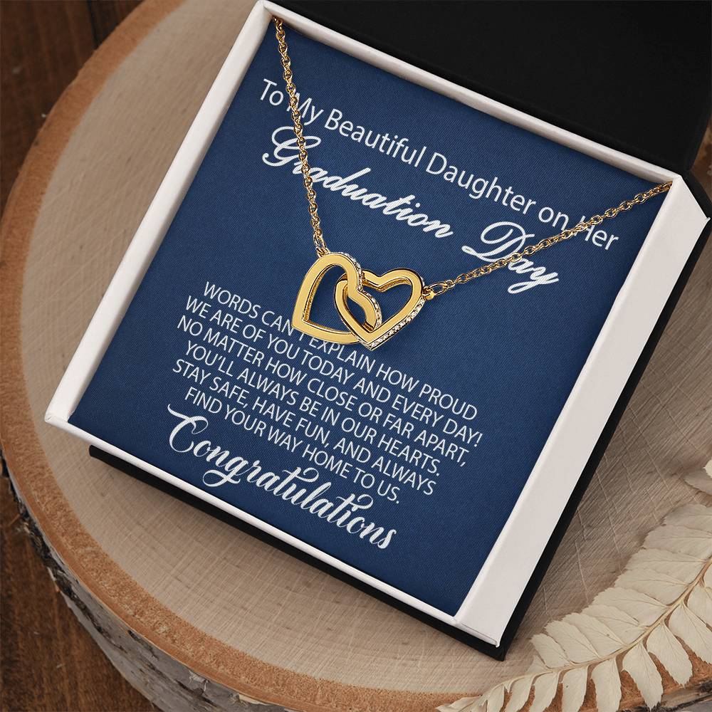 To My Daughter - Graduation Proud Interlocking Hearts Necklace