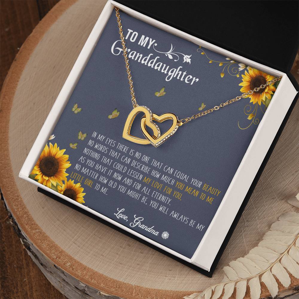 To My Granddaughter Interlocking Hearts Necklace Message Card