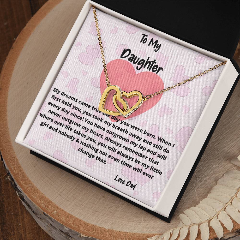 To My Daughter Necklace You Have Outgrown My Lap Double Hearts Necklace Interlocking Hearts Necklace