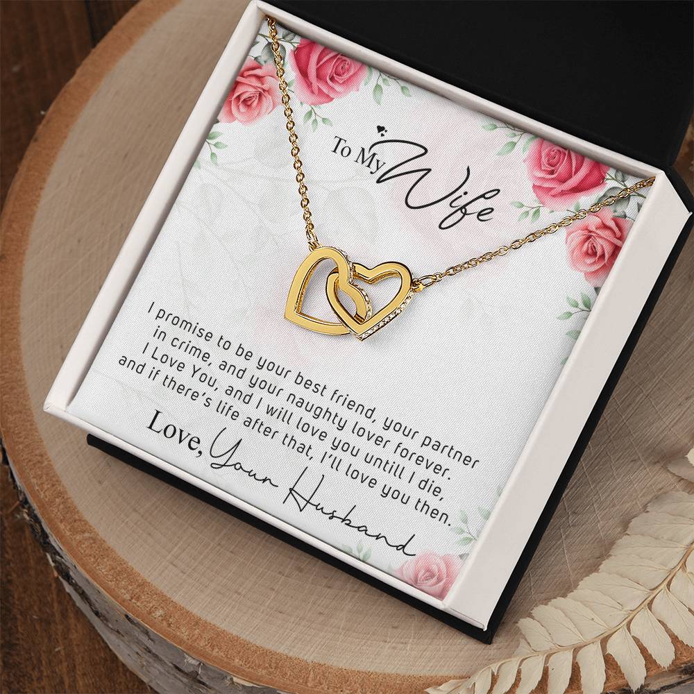 To My Wife - Your Naughty Lover Interlocking Hearts Necklace
